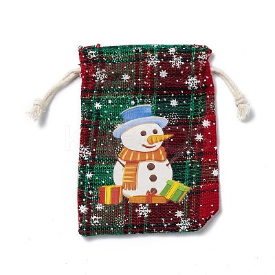 Christmas Theme Rectangle Jute Bags with Jute Cord LS-ABAG-E006-01D-1