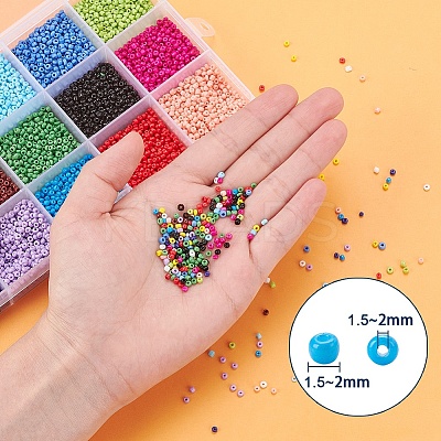 195G 15 Colors Glass Seed Beads SEED-YW0001-11A-1