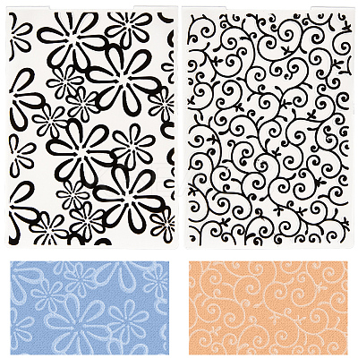 2Pcs 2 Styles Plastic Embossing Folders DIY-CP0008-85B-1