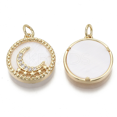 Brass Micro Pave Cubic Zirconia Pendants KK-R136-019-NF-1