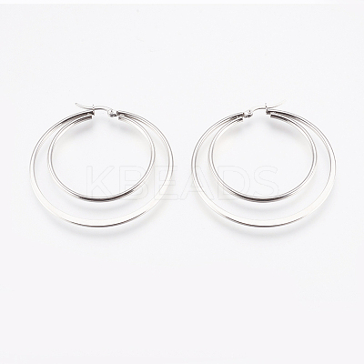 Tarnish Resistant 201 Stainless Steel Hoop Earrings EJEW-I213-B-01P-1