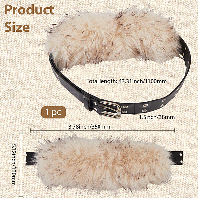 Imitation Leather Rabbit Hair Belt AJEW-WH20019-57B-1