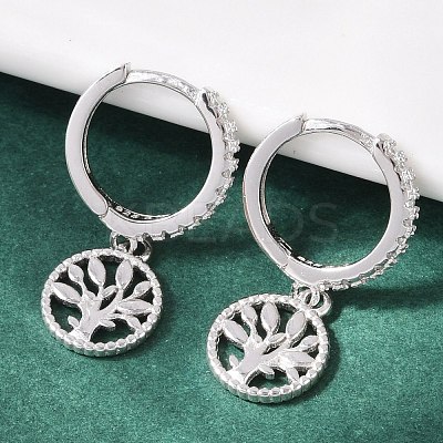 925 Sterling Silver Micro Pave Clear Cubic Zirconia Hoop Earrings for Women EJEW-G427-01P-01-1