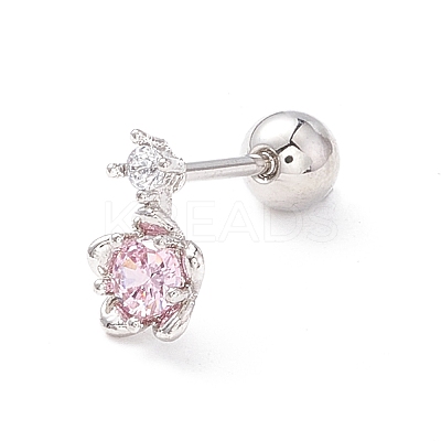 Pink Cubic Zirconia Sakura Cartilage Earrings for Women LS-EJEW-A065-05P-1