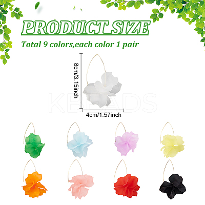 9 Pairs 9 Colors Acrylic Flower Dangle Earrings EJEW-AN0001-44-1