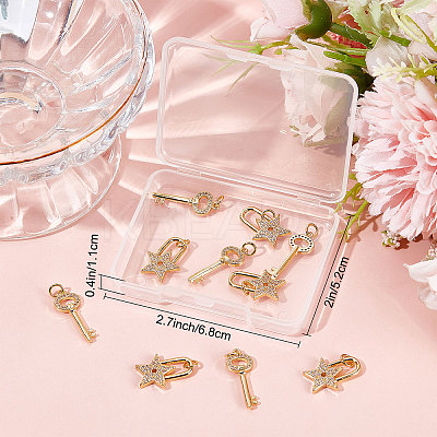 12Pcs 2 Style Brass Micro Pave Clear Cubic Zirconia Beads Pendant KK-BBC0002-96-1