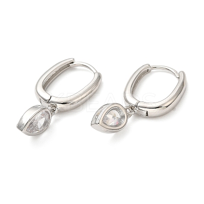 Cubic Zirconia Teardrop Dangle Hoop Earrings EJEW-Z019-05P-1