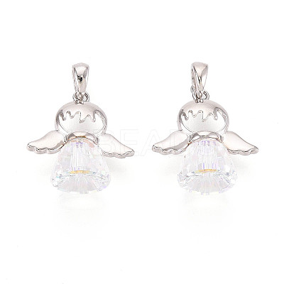 925 Sterling Silver & Austrian Crystal Angel Pendants STER-N016-102P-1