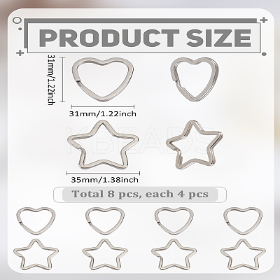 8Pcs 2 Styles 304 Stainless Steel Keychain Clasps STAS-LP0002-23-1