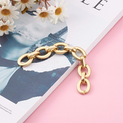 Opaque Spray Painted Acrylic Linking Cable Chains AJEW-JB00914-01-1