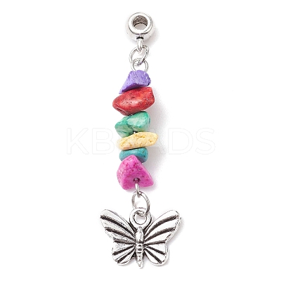 Dyed Synthetic Turquoise Chip Pendants PALLOY-JF02238-02-1