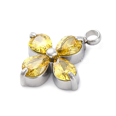 304 Stainless Steel Micro Pave Cubic Zirconia Pendants STAS-U042-06P-04-1