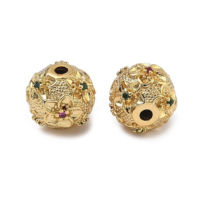 Brass Micro Pave Cubic Zirconia Beads KK-D224-11G-1