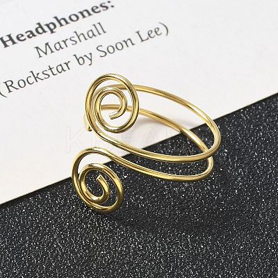 304 Stainless Steel Round Wrap Open Cuff Rings for Women Men RJEW-Z071-02B-G-1