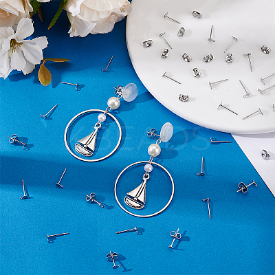 200Pcs 304 Stainless Steel Stud Earring Findings STAS-UN0063-93-1
