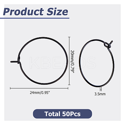 50Pcs 304 Stainless Steel Hoop Earrings EJEW-HS0001-12A-1