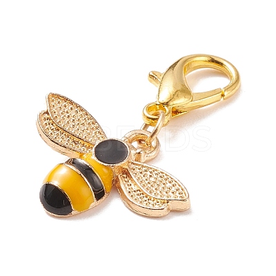 Alloy Enamel Bees Pendant Decorations HJEW-JM00661-03-1