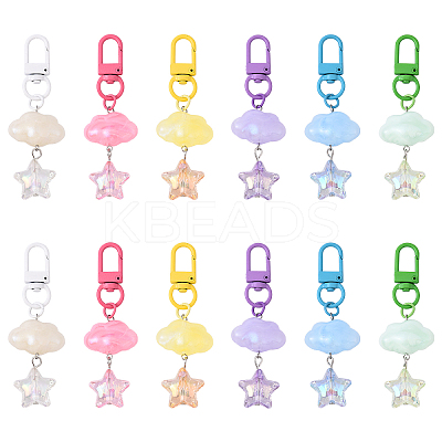 Cloud with Star Acrylic Pendant Decoraions HJEW-YW00184-01-1