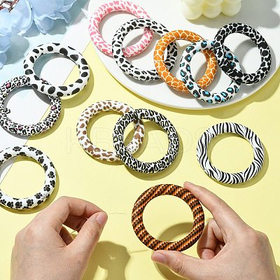 12Pcs 12 Styles Animal Print Silicone Beads SIL-CJ0001-33-1
