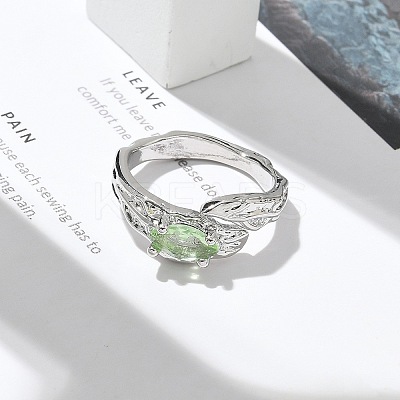 Horse Eye Glass Cubic Zirconia Cuff Rings RJEW-G337-17P-1
