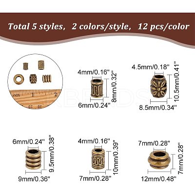 120Pcs 10 Style Tibetan Style Alloy Beads FIND-NB0002-85-1