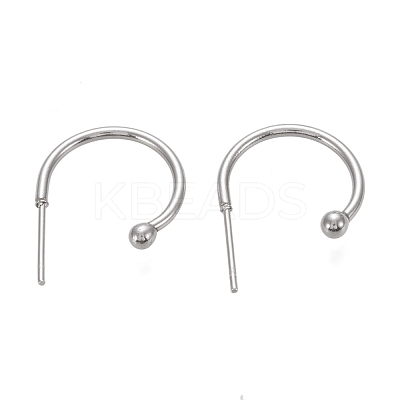 Tarnish Resistant 304 Stainless Steel C-shaped Hoop Circle Ball Stud Earrings X-STAS-K204-04P-1