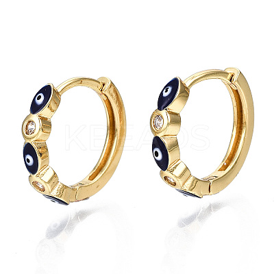 Brass Micro Pave Cubic Zirconia Huggie Hoop Earrings X-EJEW-T014-09G-01-NF-1