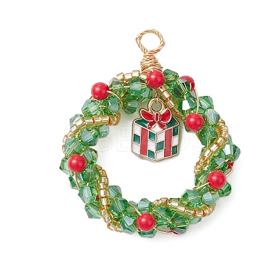 Christmas Theme Handmade Weave Seed Beads Pendants PALLOY-JF02838-1