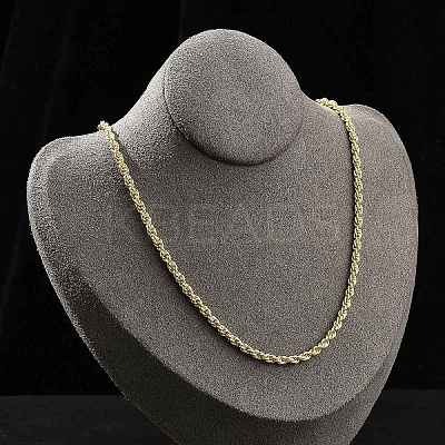 3mm Brass Rope Chain Necklaces for Men Women NJEW-G160-10G-1