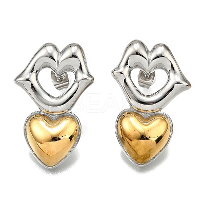 304 Stainless Steel Two-tone Stud Earrings for Women EJEW-R023-01GP-05-1