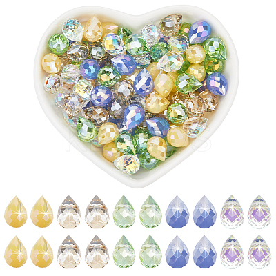 250pcs 5 Colors Transparent Electroplate Glass with Imitation Jade Glass Beads Strands EGLA-SP0001-06-1
