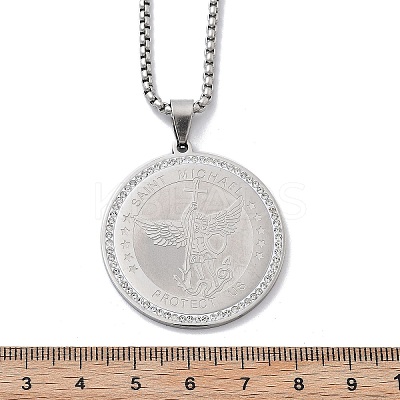 201 Stainless Steel Rhinestone Pendant Necklaces for Women LS-NJEW-U021-02P-1