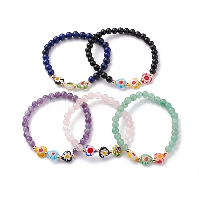 Natural Mixed Gemstone Beaded Bracelets BJEW-JB06474-1