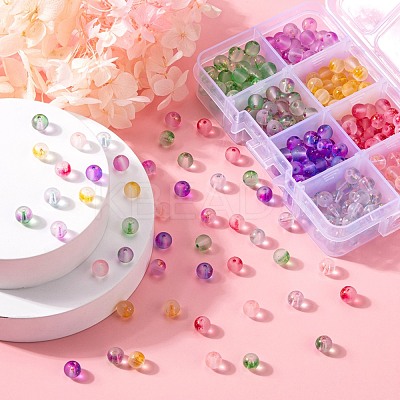 360Pcs 8 Colors Frosted Spray Painted Glass Beads GLAA-YW0001-40-1