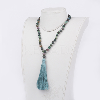 Nylon Tassel Pendant Necklaces NJEW-JN02075-1