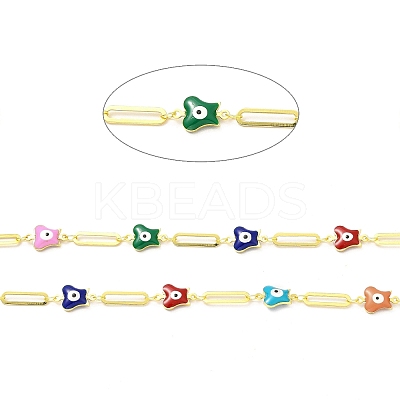 Handmade Eco-friendly Brass Enamel Butterfly with Evil Eye Link Chain CHC-I045-08G-1