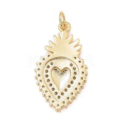 Rack Plating Brass Micro Pave Clear Cubic Zirconia Pendants X-KK-M229-38G-1