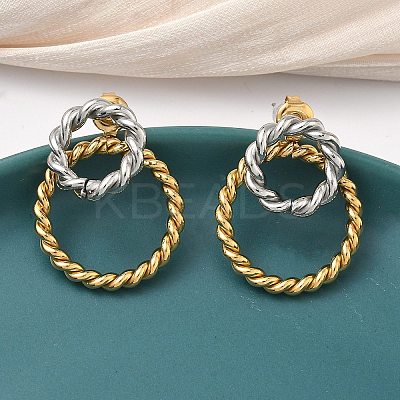 304 Stainless Steel Twised Ring Stud Earrings EJEW-K268-57G-1