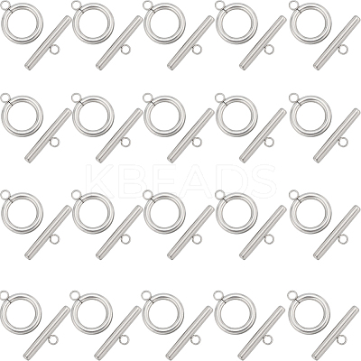 40Pcs 304 Stainless Steel Ring Toggle Clasps STAS-SC0007-42C-1