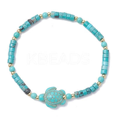 2Pcs Natural Magnesite & Dyed Synthetic Turquoise Beads Stretch Bracelets for Women BJEW-JB13217-1