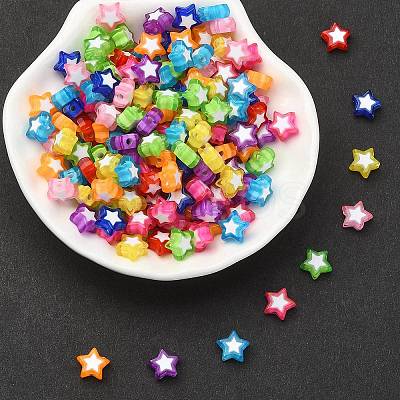 300Pcs 10 Colors Star Acrylic Beads TACR-YW0001-93-1