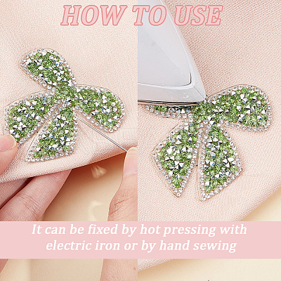 16Pcs 8 Styles Bowknot Hotfix Rhinestone Iron on Patches Appliques DIY-CP0009-65-1