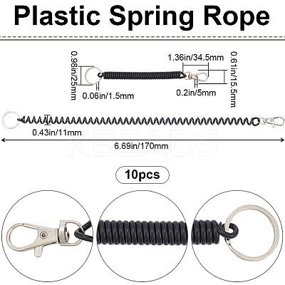 10Pcs Plastic Spring Rope for Mobile Phone Bag Accessories FIND-BBC0002-28-1
