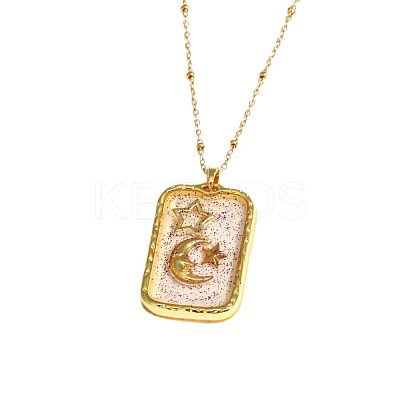 Brass & Epoxy Resin Glitter Powder Pendant Necklaces for Women WG08644-01-1