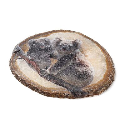 Printed Natural Agate Slice Stone Ornament DJEW-M011-04B-1