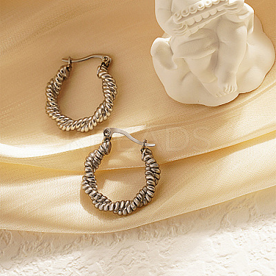 Non-Tarnish 304 Stainless Steel Thick Twist Hoop Earrings BA3365-2-1