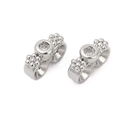 Brass Micro Pave Clear Cubic Zirconia Spacer Bars KK-P302-21A-P-1