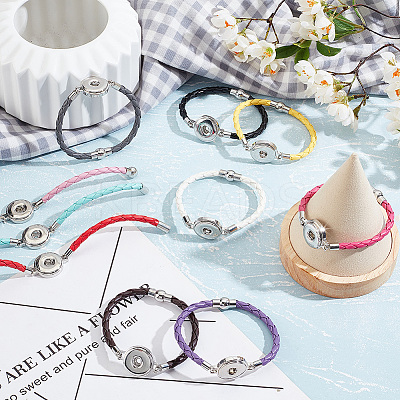 10Pcs 10 Colors PU Imitation Leather Braided Bracelet Makings FIND-PH0010-84-1