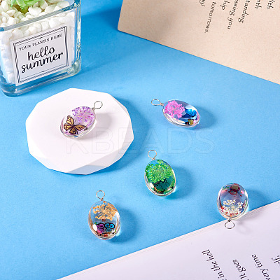 5Pcs Transparent Glass Pendants GLAA-TA0002-84-1