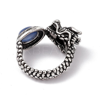 Dragon Head Natural Kyanite Cuff Rings RJEW-G273-03AS-04-1